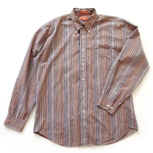 Faconnable Button Down Dress Shirt Mens XXL Multi Color Striped 100% Cotton - Picture 4 of 12